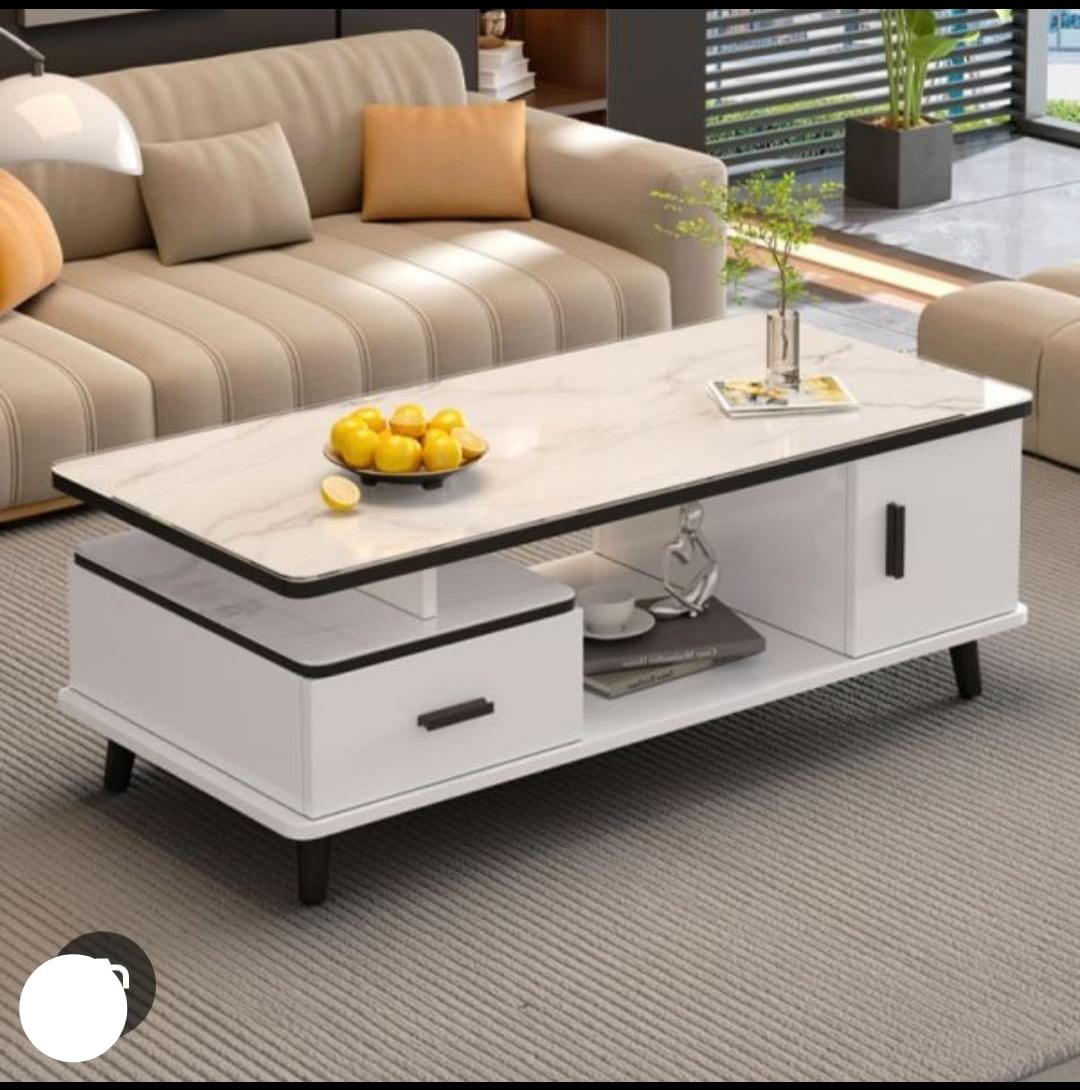 Luxury Lift-Top Coffee Table with Storage – Marble Finish | Modern Minimalist Design